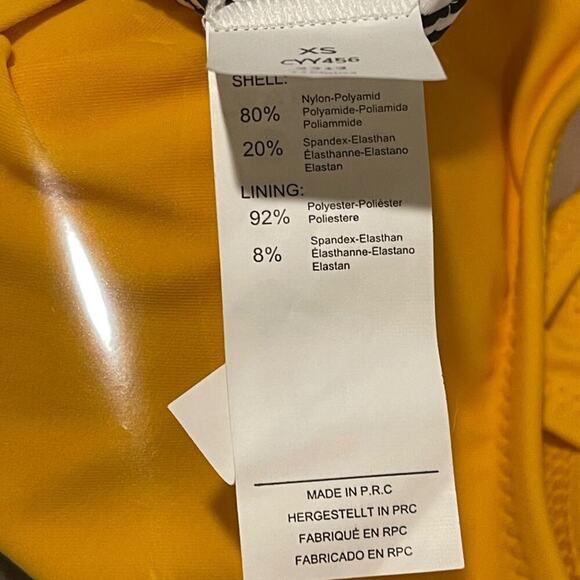 Cupshe Swimsuit Women  XS Yellow & Black Striped Wrap Front Cross Back 2 Piece - Picture 4 of 5